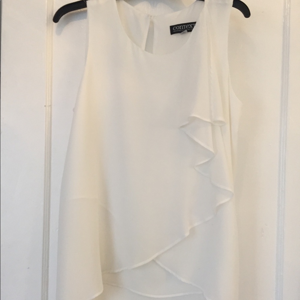 Context White Flowy Draped Tank Top Size Medium